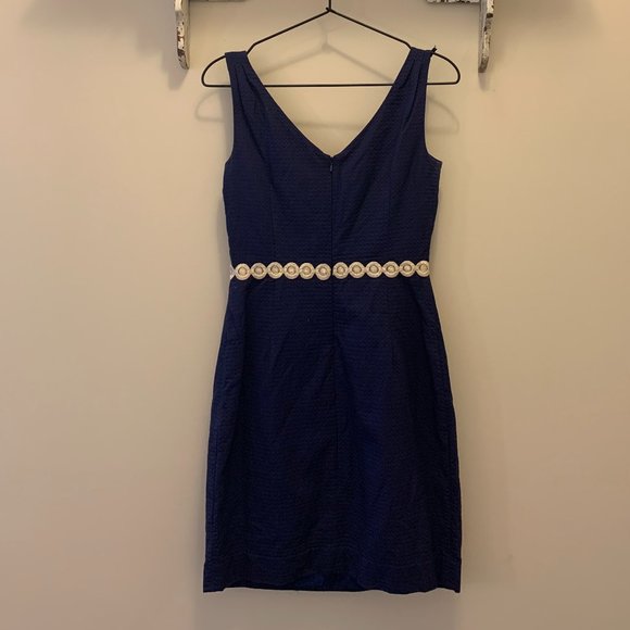 Lilly Pulitzer V-Neck Navy Jacquard Dress - Picture 2 of 8